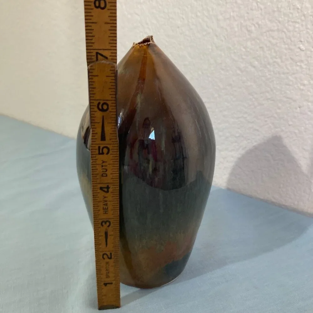 Vintage Studio Pottery Vase With Intentional Chips At Opening Bud Vase